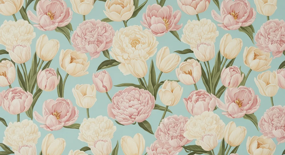 Papier peint chambre bébé | Fleurs pastel et douceur printanière