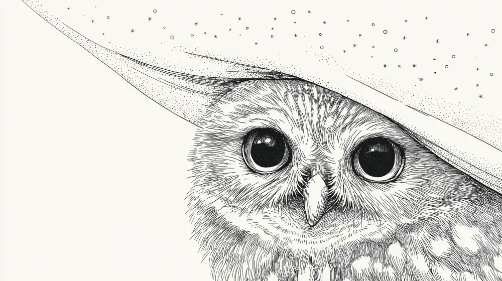 Papier peint chambre bébé | Hibou mystérieux sous les étoiles