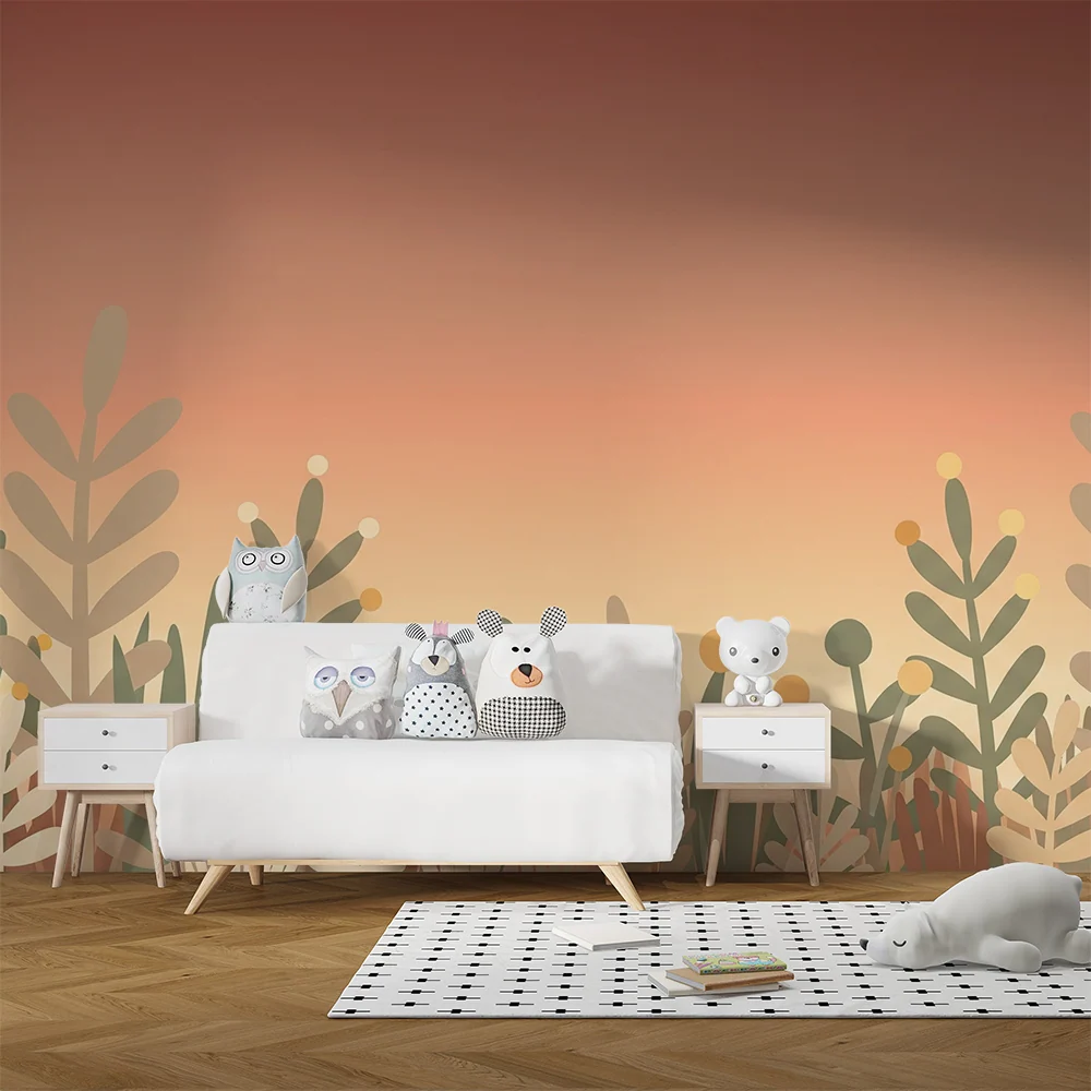 Papier peint chambre bébé | Jardin de plantes douces et apaisantes