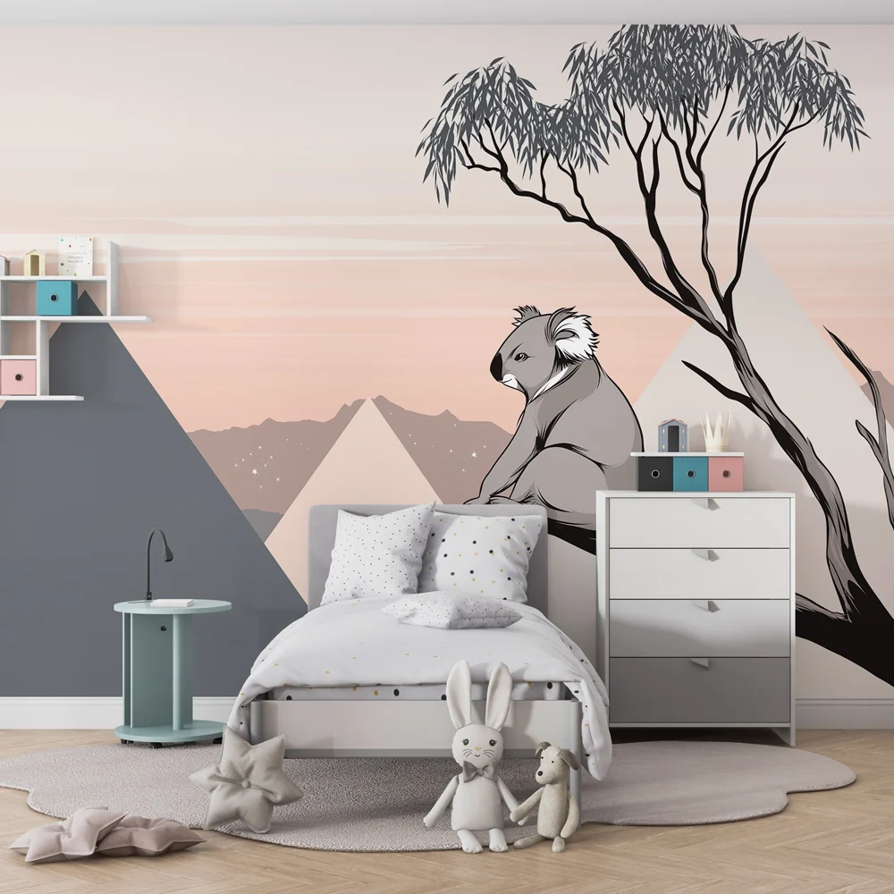 Papier peint chambre bébé | Koala et paysages apaisants