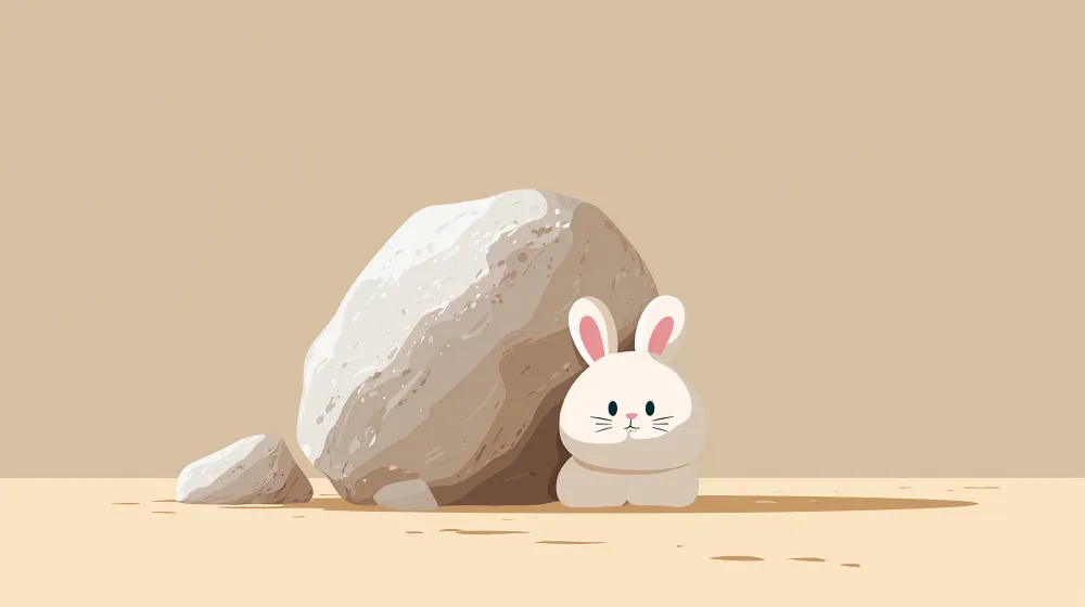 Papier peint chambre bébé | Lapin mignon caché derrière une pierre