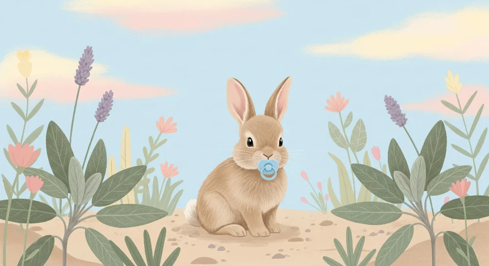 Papier peint chambre bébé | Lapin mignon et fleurs colorées