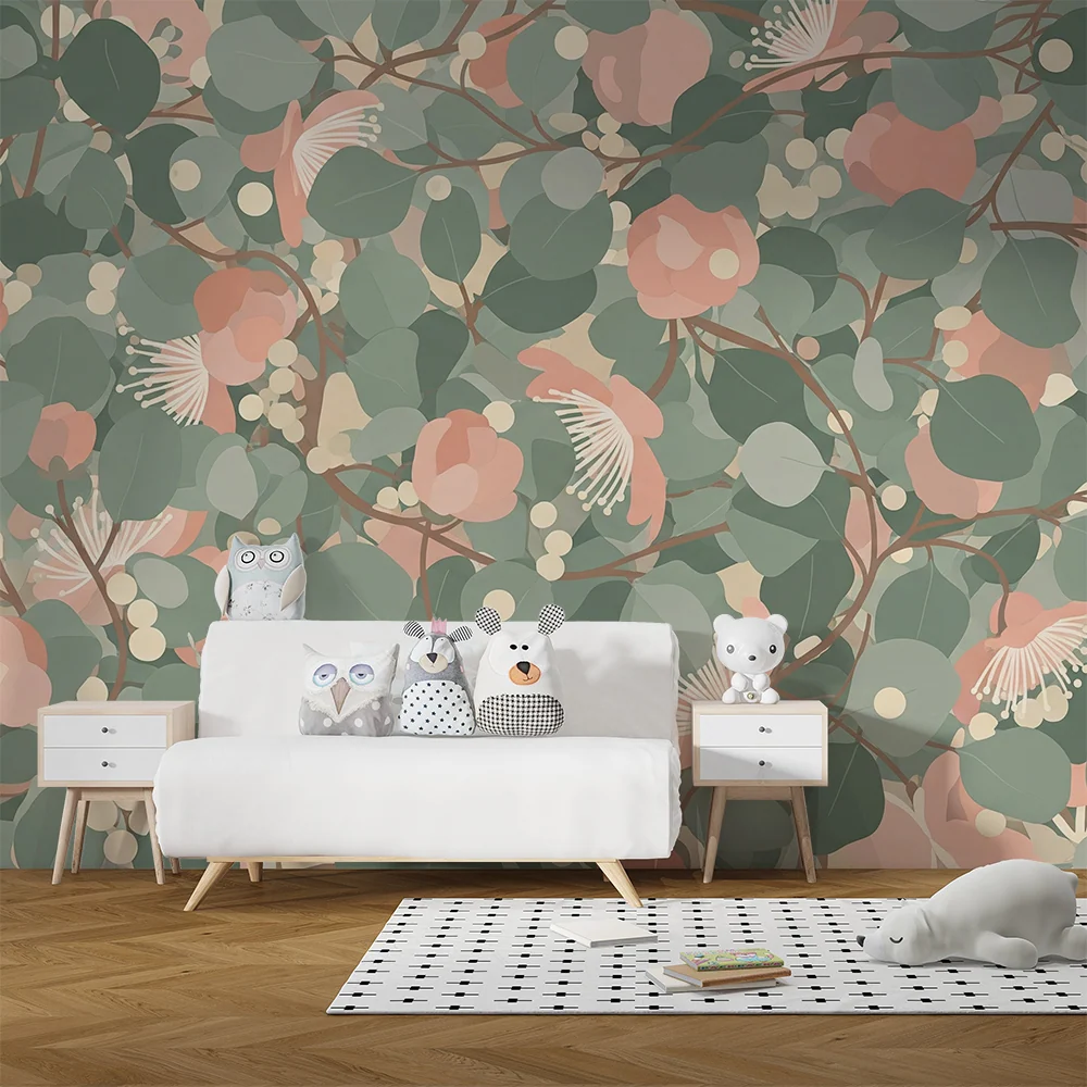 Papier peint chambre bébé | Motifs floraux doux et apaisants