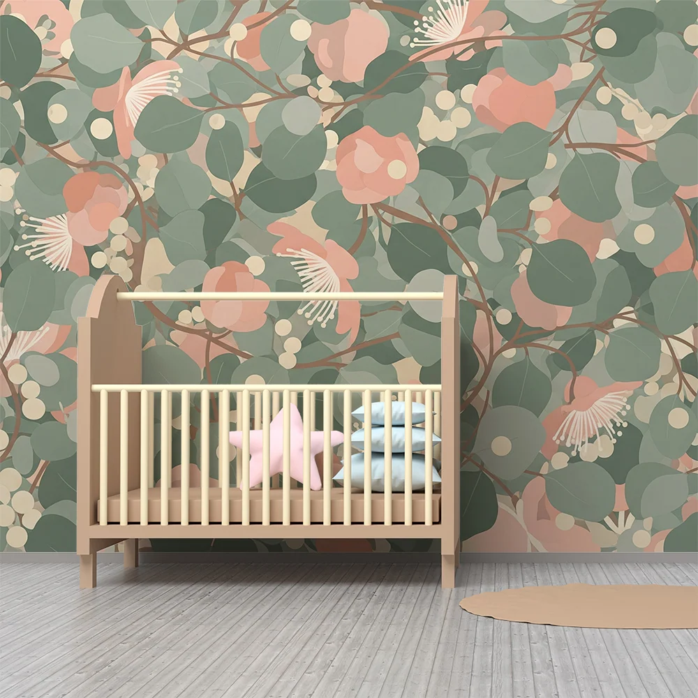 Papier peint chambre bébé | Motifs floraux doux et apaisants