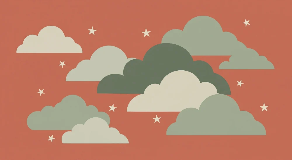 Papier peint chambre bébé | Nuages doux et étoiles