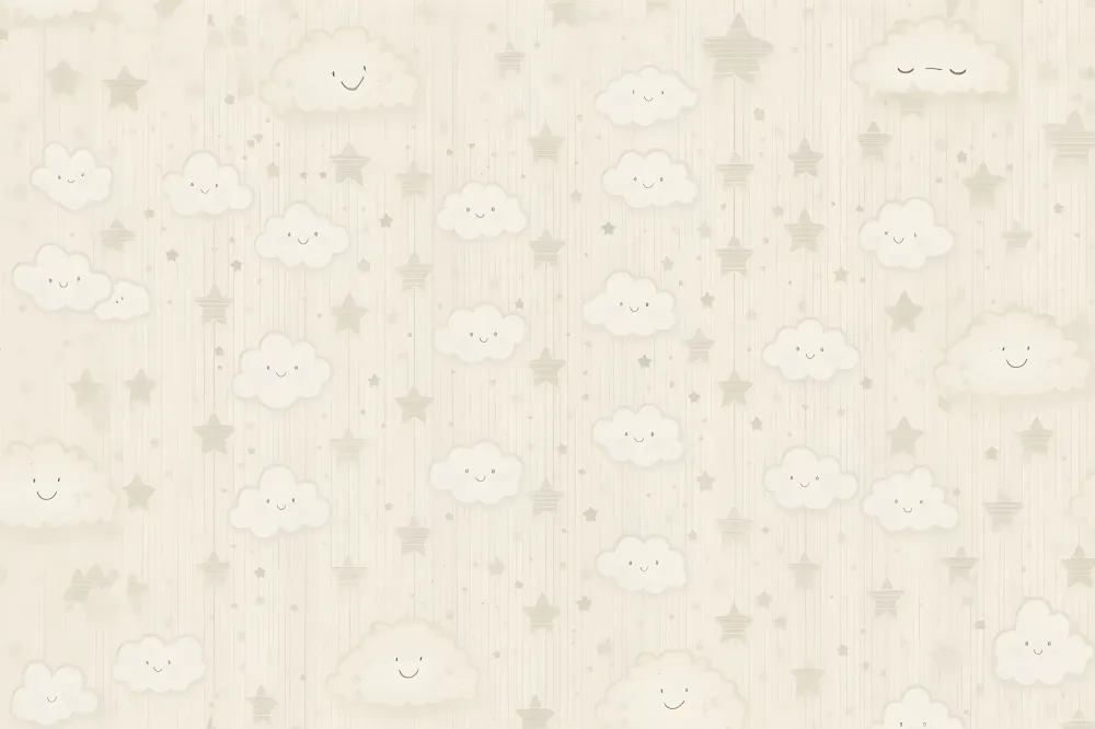 Papier peint chambre bébé | Nuages et étoiles souriants