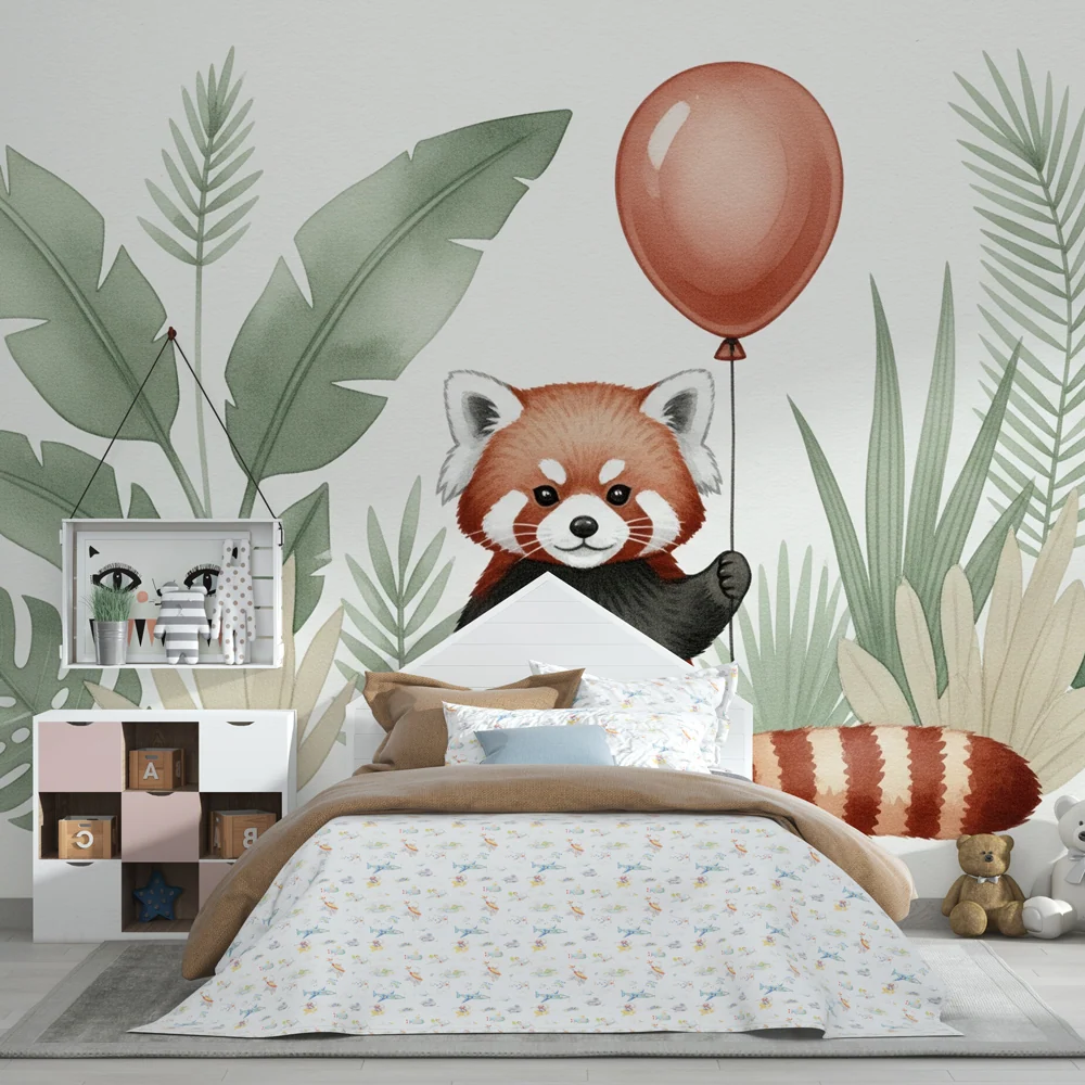 Papier peint chambre bébé | Panda roux et félures exotiques