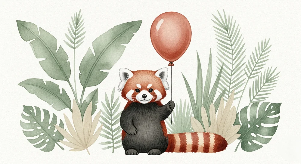 Papier peint chambre bébé | Panda roux et félures exotiques