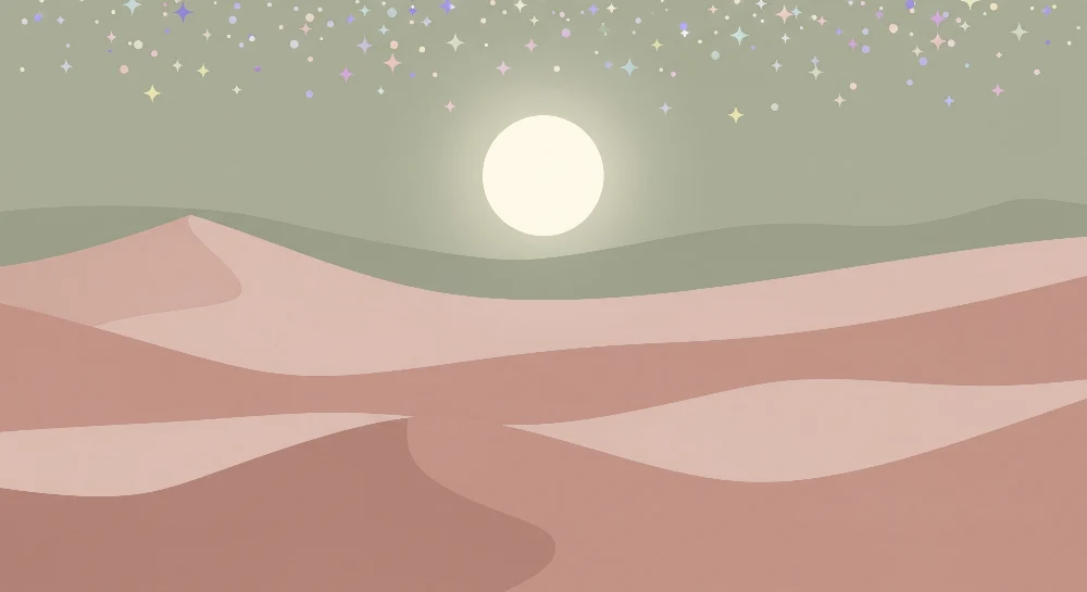 Papier peint chambre bébé | Paysage désertique doux avec étoiles scintillantes