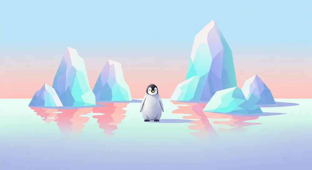 Papier peint chambre bébé | Petit pingouin sur un fond glacé pastel