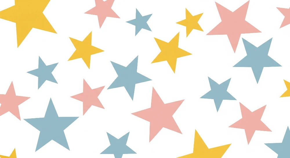 Papier peint chambre bébé | Étoiles colorées sur fond blanc
