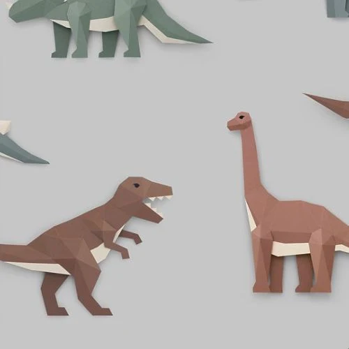 Papier peint dinosaure gris clair - Studio Ditte