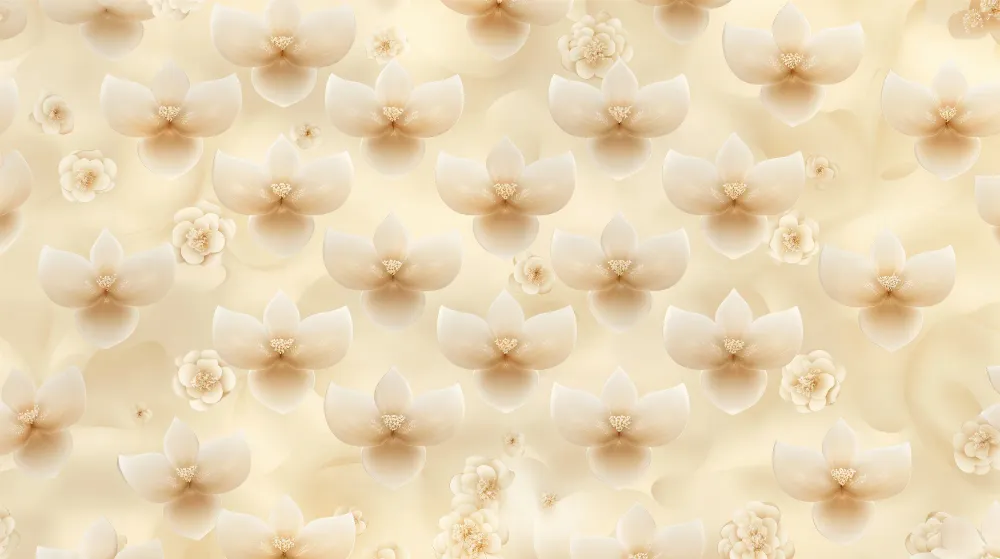 Papier peint fleurs beiges | Élégance douce