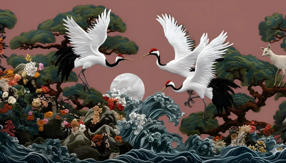Papier peint Grues et Nature | Évasion Élégante