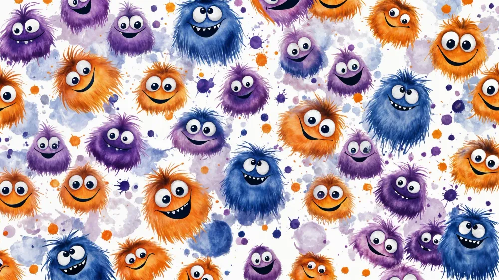 Papier peint monstres amusants | Créativité et couleur