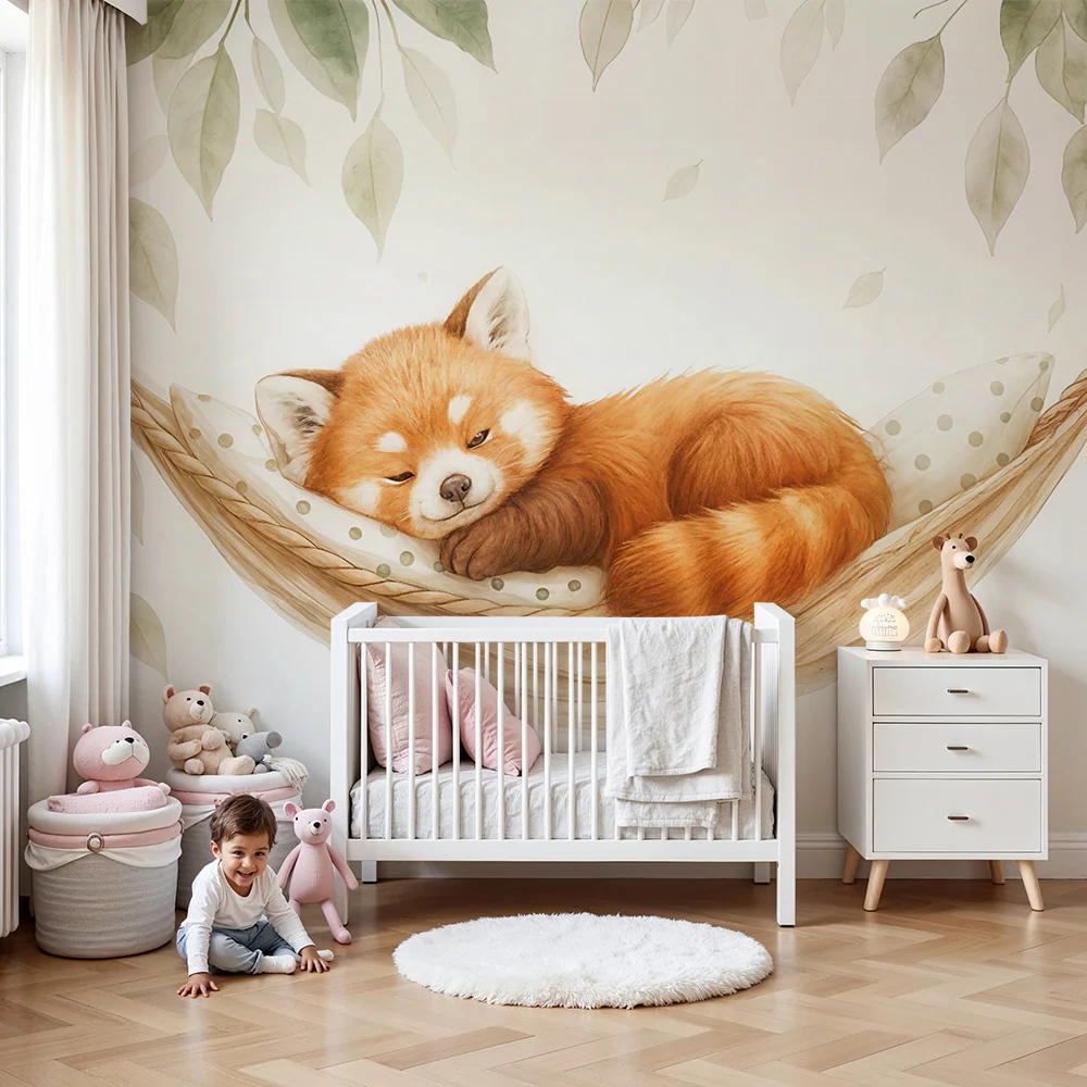 Papier peint panda roux | Illustration adorable
