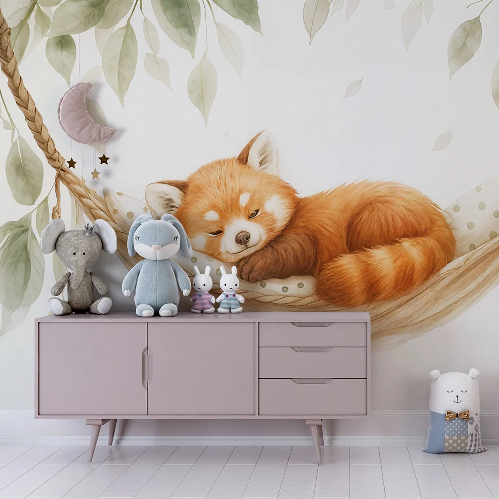 Papier peint panda roux | Illustration adorable