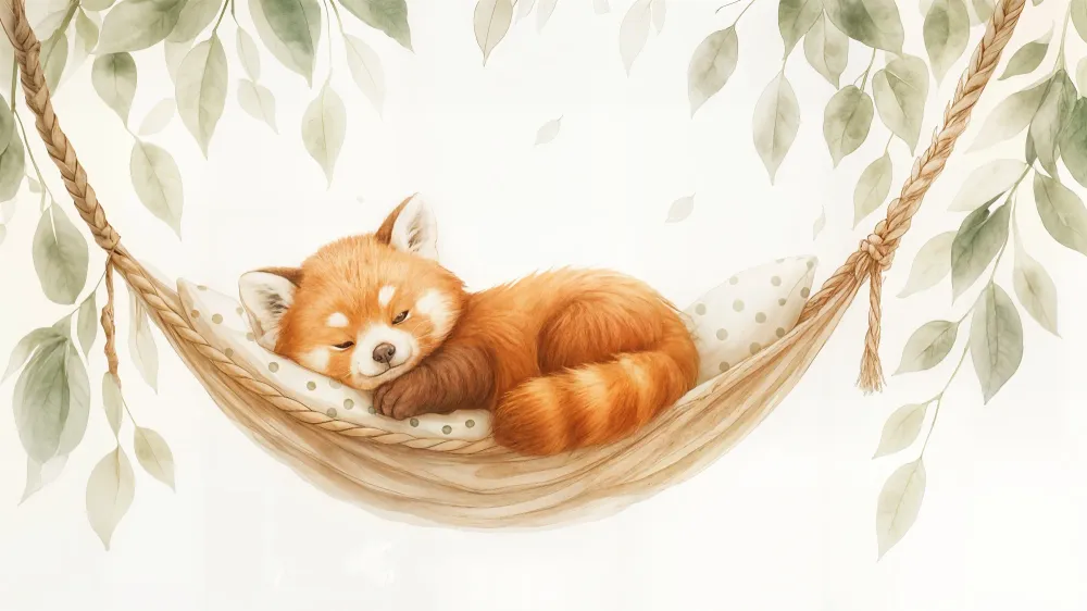 Papier peint panda roux | Illustration adorable