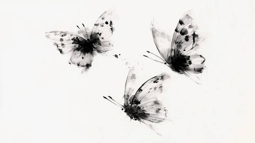 Papier peint papillons | Design artistique en noir et blanc