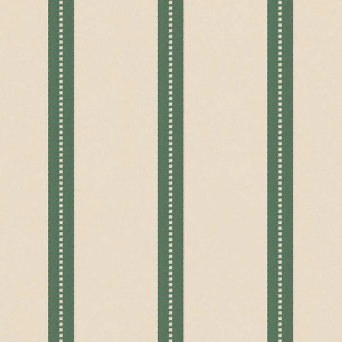 Papier peint ruban vert sur crème - Studio Ditte