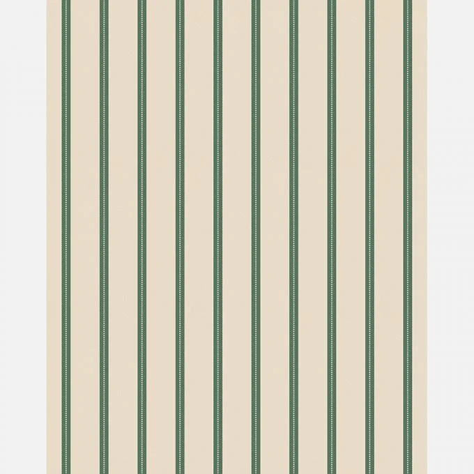 Papier peint ruban vert sur crème - Studio Ditte