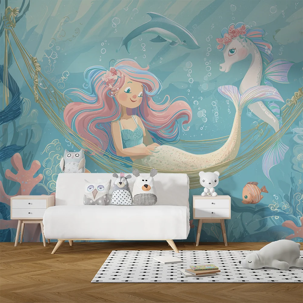 Papier peint sirène | Rêverie sous-marine féerique