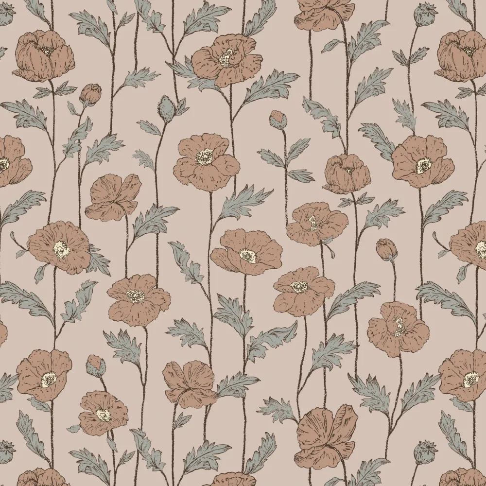 Papier peint Staal petit amour pavot amour - rose