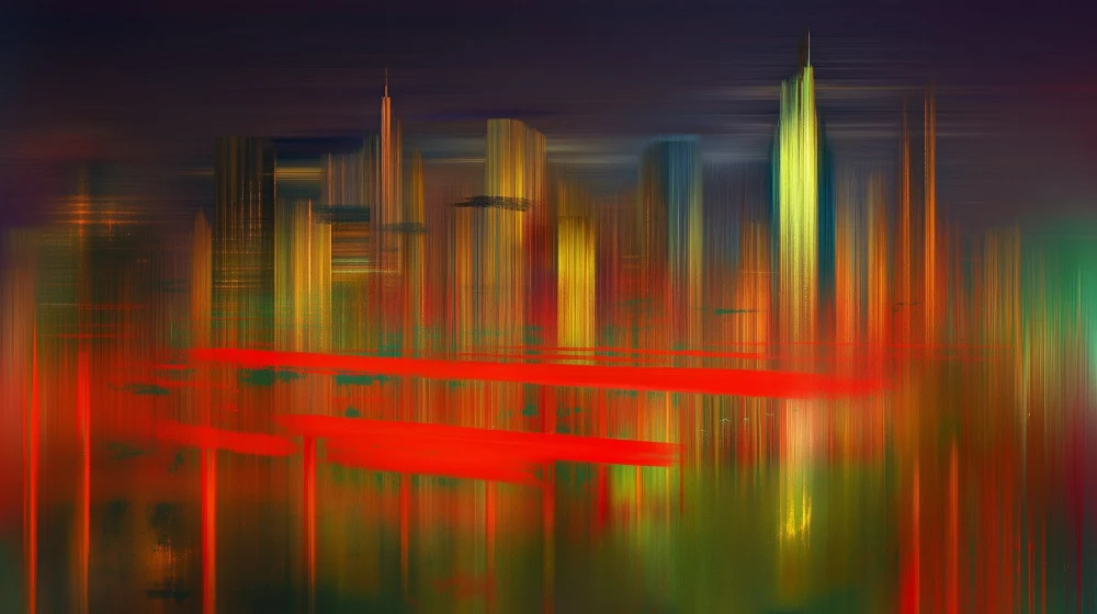 Papier peint urbain abstrait | Horizon coloré et vibrants rouges