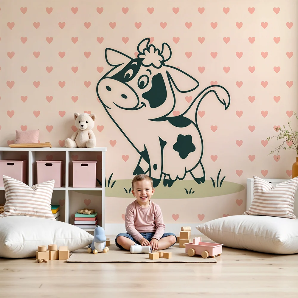 Papier peint vache adorable | Design enfantin et ludique