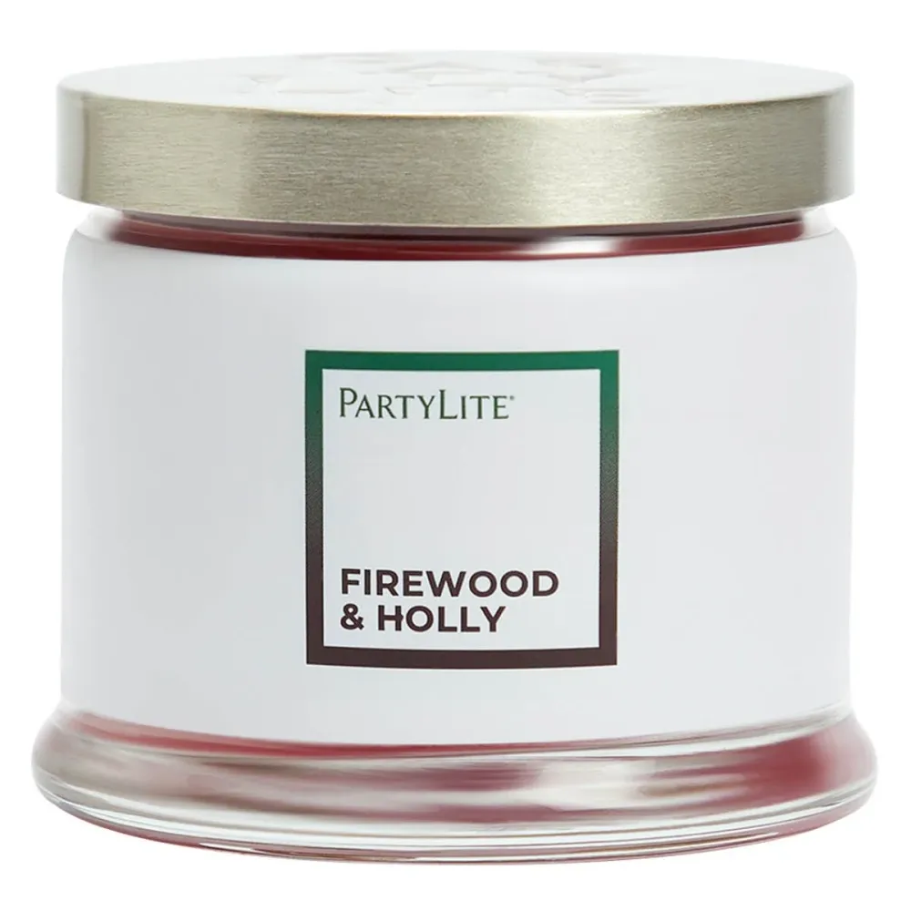 Pot à bougie 3 mèches Firewood & Holly 3-Wick PartyLite US