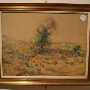 Pastel sur carton représentant des ruines
