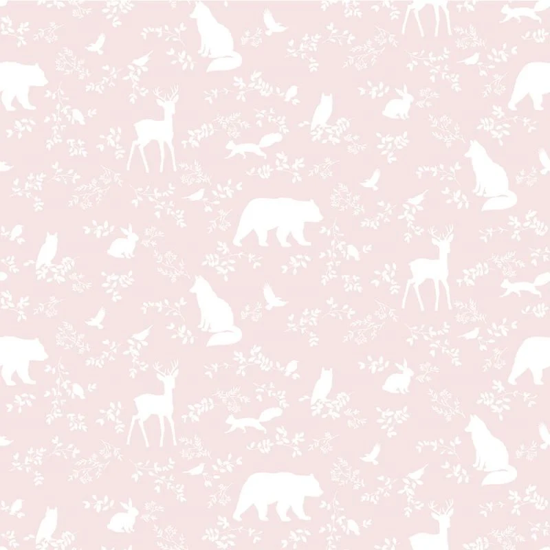 Pastelowe Love Wallpaper Forest Animals - Pink