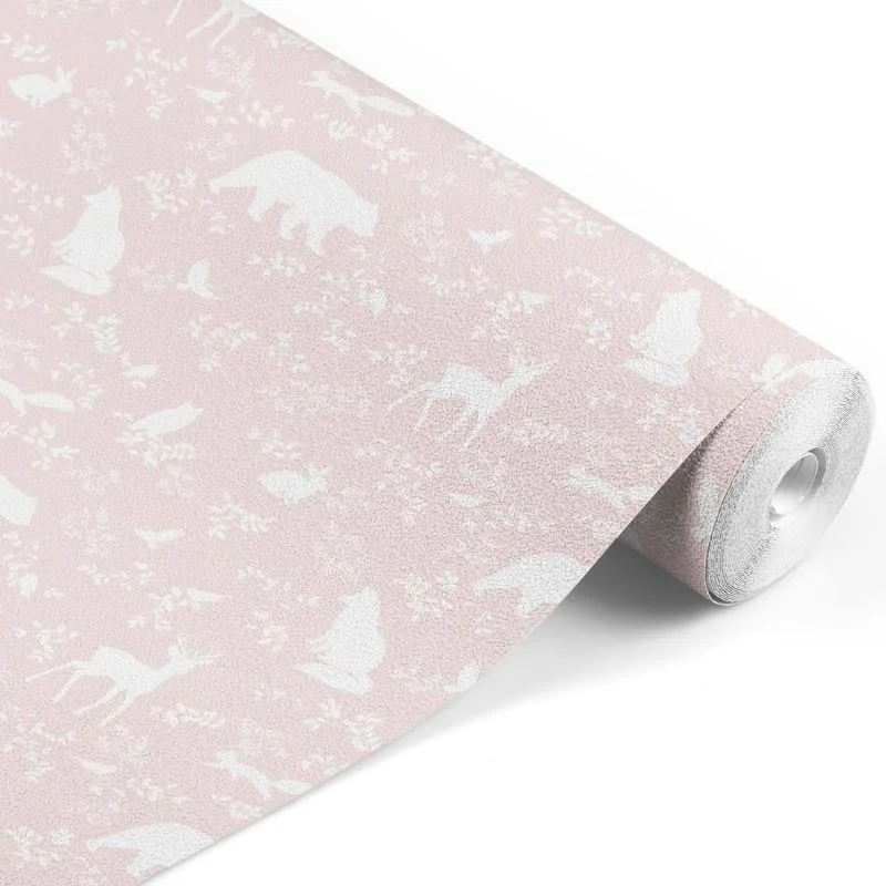 Pastelowe Love Wallpaper Forest Animals - Pink