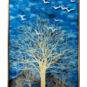 Paysage mural avec cadre en métal doré 90x60 cm