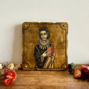 Peinture sur bois costume à collerette