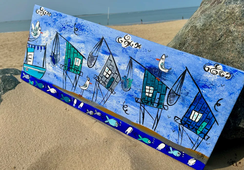 Peinture sur bois Mam'zelle Olala 60 x 24 cm