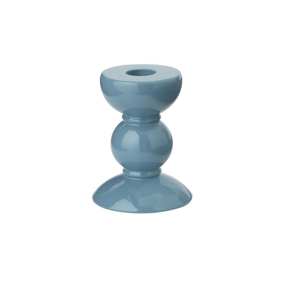 Petit bougeoir aux canettes bleu chambray - 10 cm