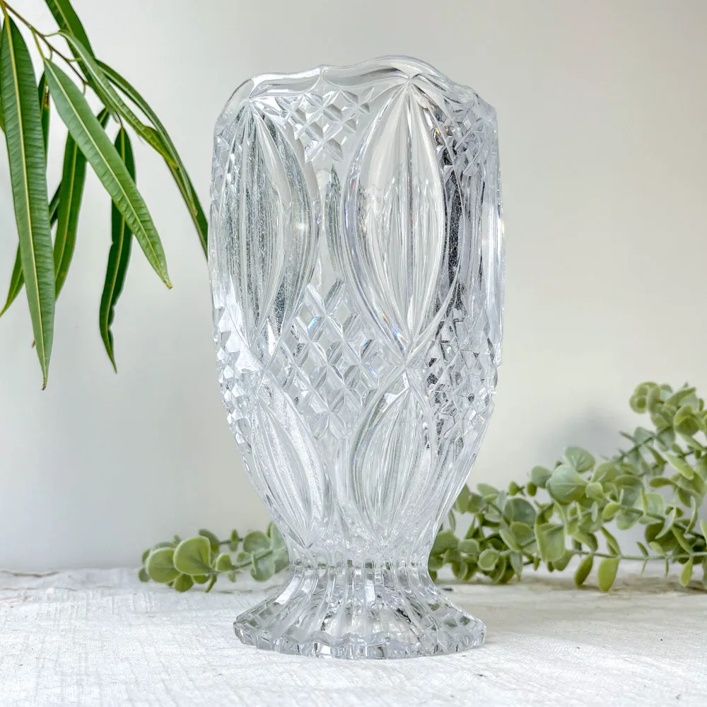 Petit Vase vintage en verre motif géométrique