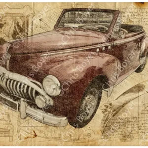 ART PRINT "DA VINCI" - PEUGEOT 203 CABRIOLET - Ref : DV041