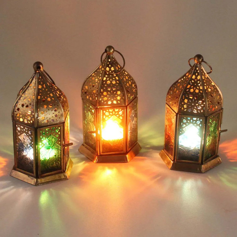 Photophores orientaux en verre Nael multicolores, lot de 3