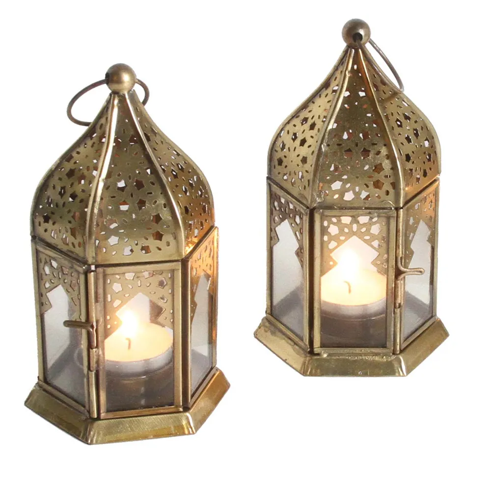 Photophores orientaux en verre Nael transparent, lot de 2