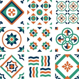 Planche de 9 Adhésif Carrelage - décoration de carreaux - 36 pièces plastifié en mat - mosaïque nuances de vert et blanc -...