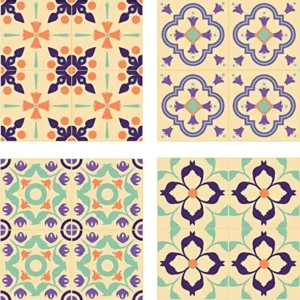 Planche de 4 Adhésif Carrelage - décoration de carreaux - 48 pièces plastifié en mat - mosaïque nuances de blanc cassé - f...