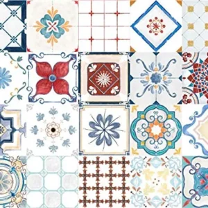 Planche de 20 Adhésif Carrelage - décoration de carreaux - 60 pièces plastifié en mat - mosaïque nuances de carreaux - for...