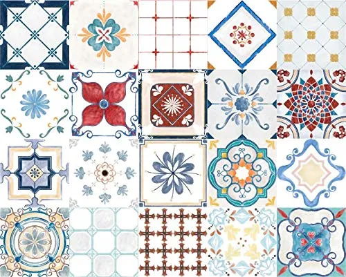 Planche de 20 Adhésif Carrelage - décoration de carreaux - 40 pièces plastifié en mat - mosaïque nuances de carreaux - for...