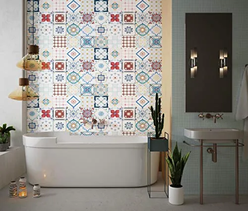 Planche de 20 Adhésif Carrelage - décoration de carreaux - 40 pièces plastifié en mat - mosaïque nuances de carreaux - for...