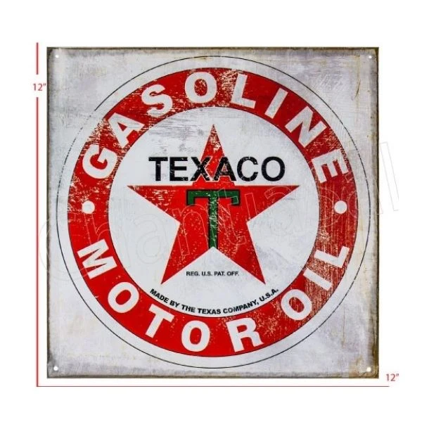 Plaque en métal 12 po Texaco Gasoline motor oil
