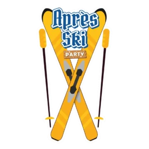 Plaque de porte bleue jaune Apres Ski 90cm