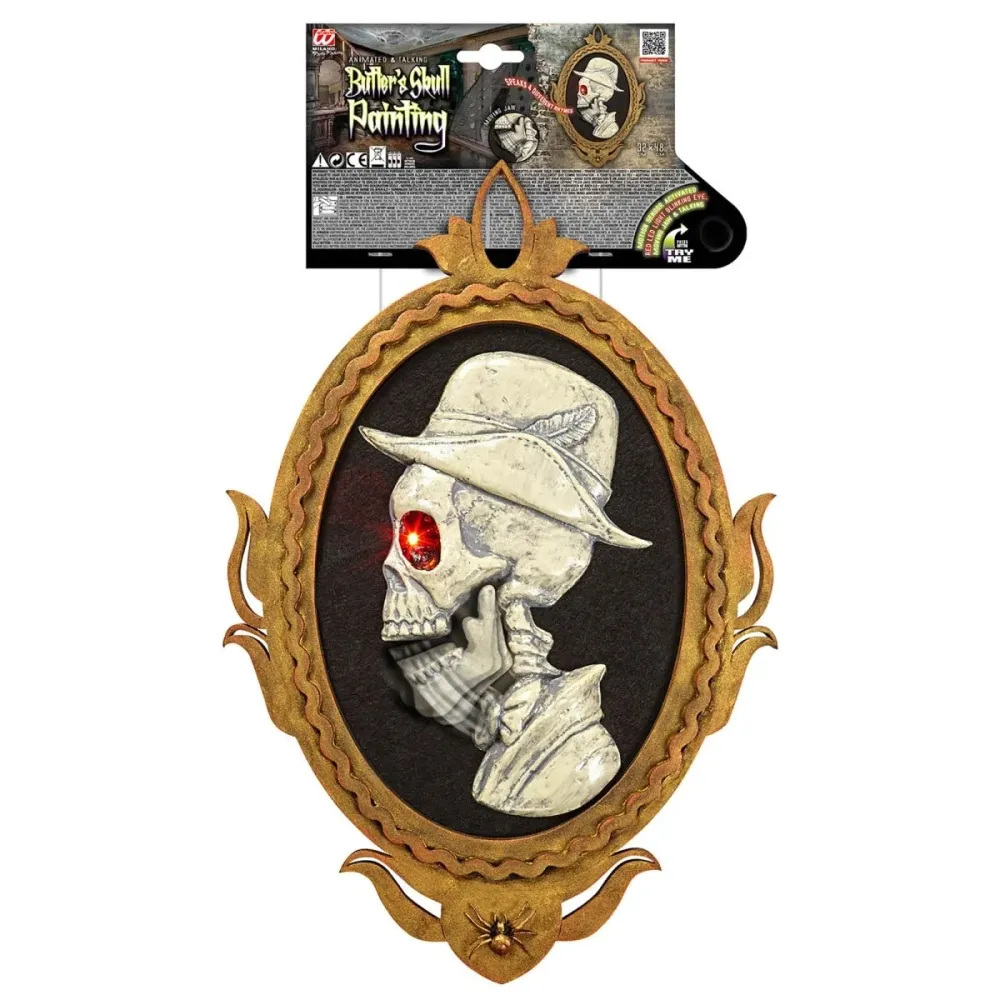 Plaque de porte Halloween Squelette avec mouvement, lumière et son 48cm