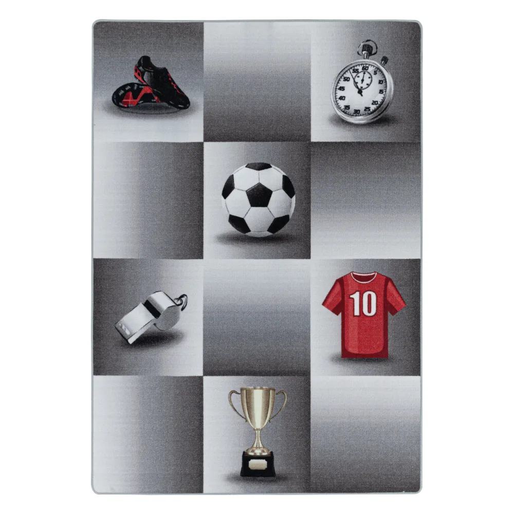 PLAY - Tapis enfant football gris - PLA2906GRI